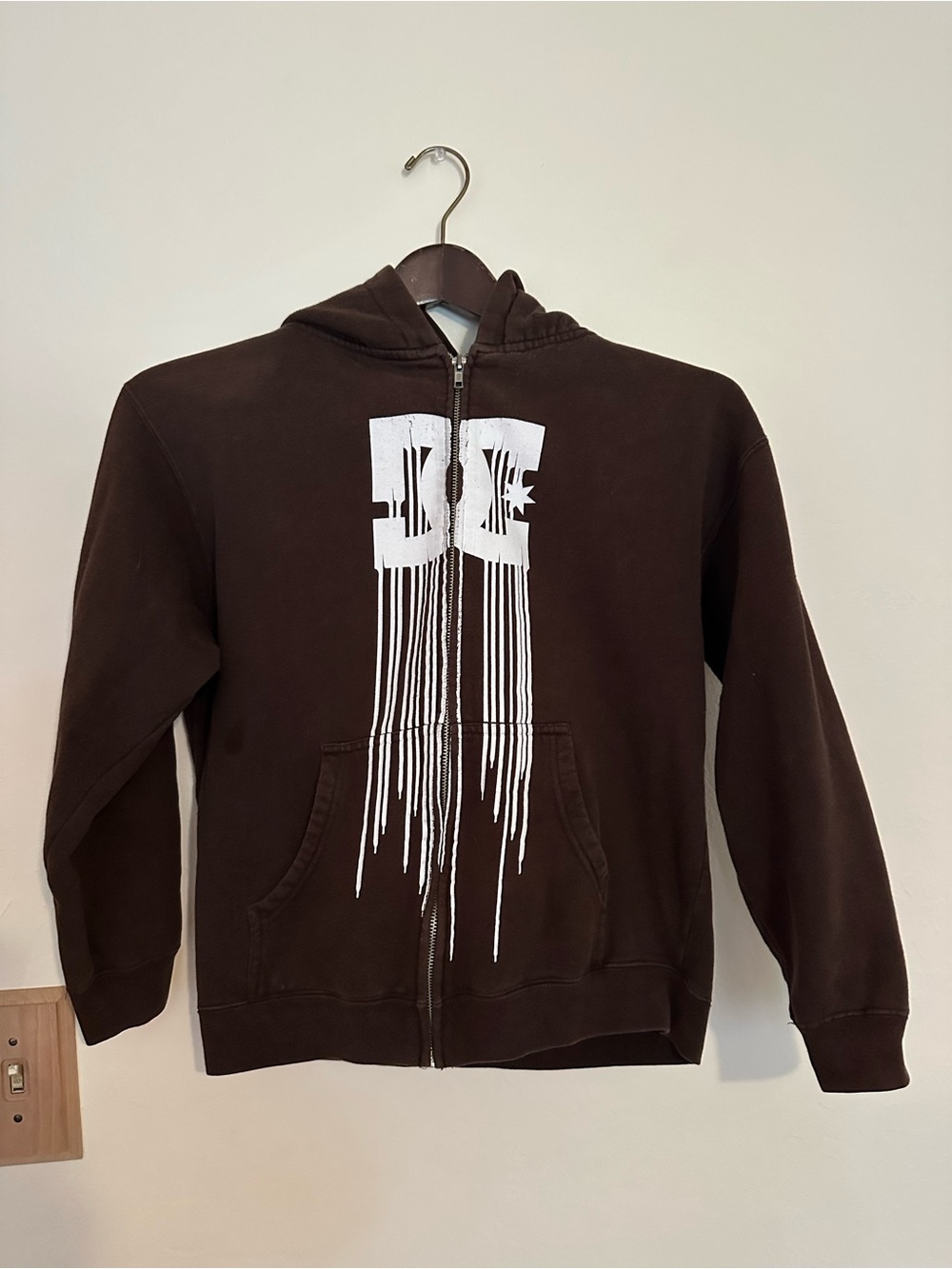 Kids DC Vintage Zip-Up Hooded Jacket with White DC logo Graphic